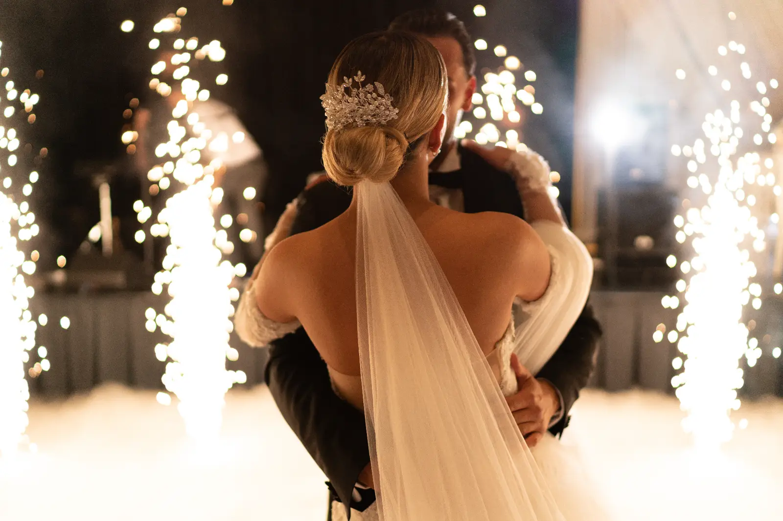 Couple sharing their first dance at a wedding celebration